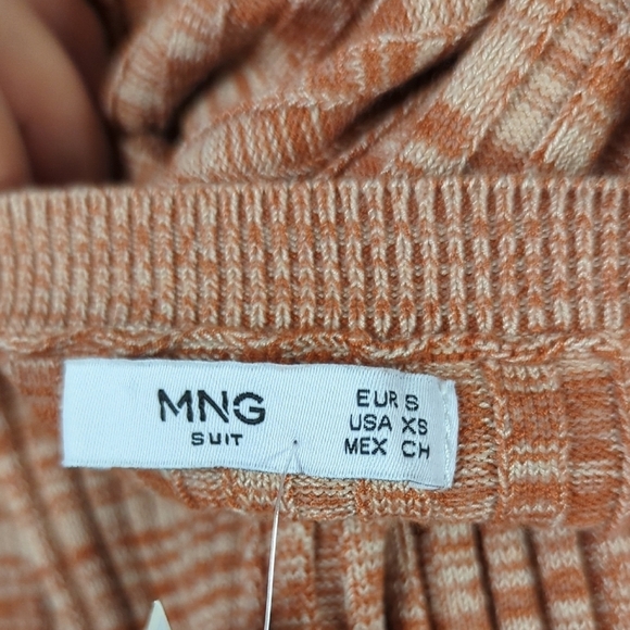 MNG Ribbed Knit Midi Sweater Dress Orange XS preppy fall winter minimalist - Picture 5 of 5